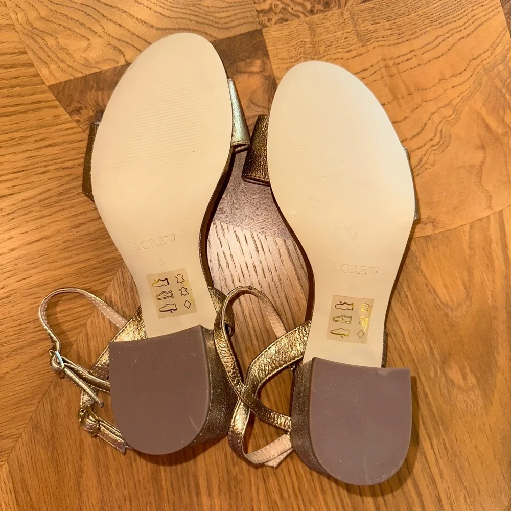 NWOT J. Crew Strappy block-heel sandals (60mm) in metallic gold leather - Picture 4 of 6